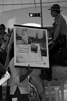 Protesters at the Rainforest Coalitions protest at the annual Chevron board meeting.