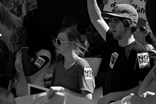 Protesters at the Rainforest Coalitions protest at the annual Chevron board meeting.