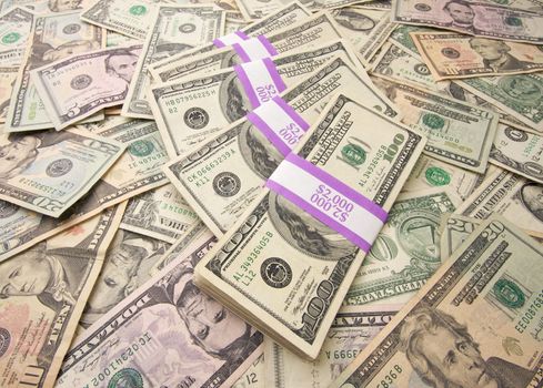 Stacks of Unites States Money Background - Contains Recent Currency Designs.