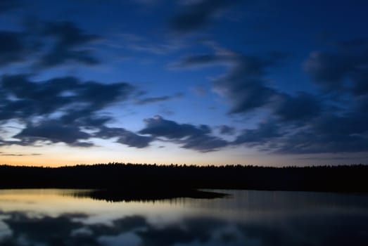 Lake at dusk. Long exposure. Location: Mazury, Poland.