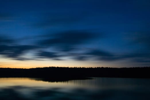 Lake at dusk. Long exposure. Location: Mazury, Poland.