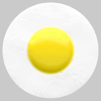 Perfect fried egg, isolated over gray