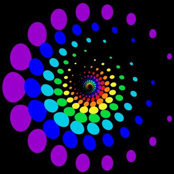 rainbow blobs spiral pattern