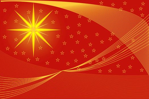 red golden Christmas background with stars