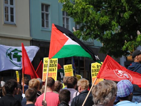 Protesting in Bergen Norway against blokade of Gaza, 5 aug 2010