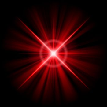 radiating red star or supernova over black
