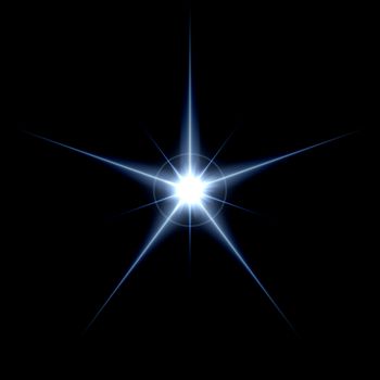 blue star or supernova over black