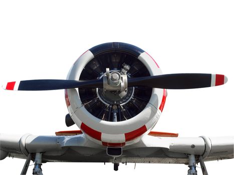 Close up of a vintage  aircraft isolated with clipping path