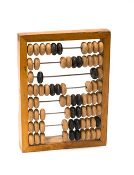 Old wooden abacus, it is isolated on a white background.