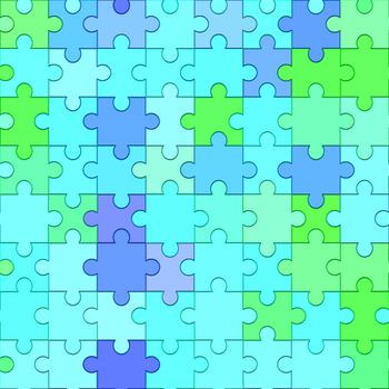 puzzle or jigsaw in blue and green tones, seamless tillable