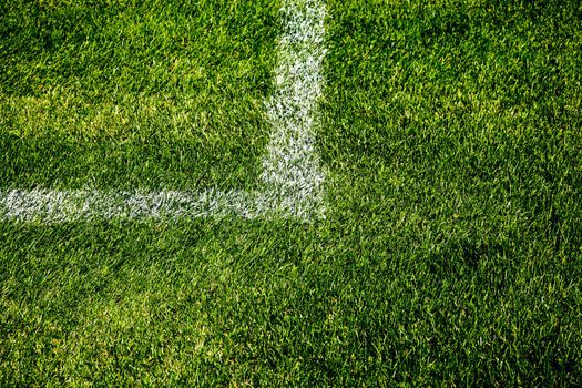 Closeup Photo Of A Painted Square Corner On A Soccer Field