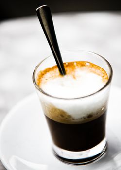 Tasty Glass Of Cappuccino With Cream And Foam