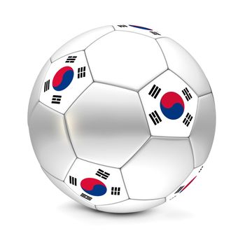 shiny football/soccer ball with the flag of South Korea on the pentagons