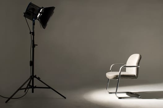 Studio light on location for movie scene.