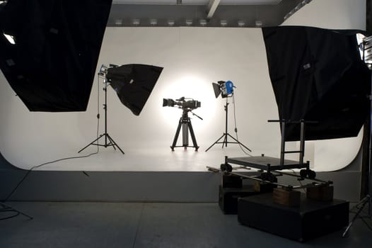 Studio light on location for movie scene.