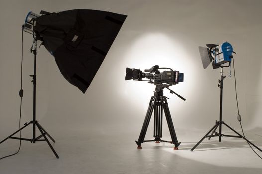 Studio light on location for movie scene.