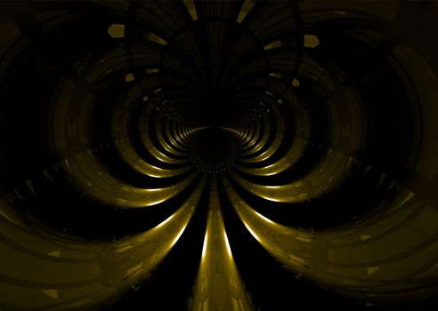 Abstract golden space tunnel that would make an ideal background