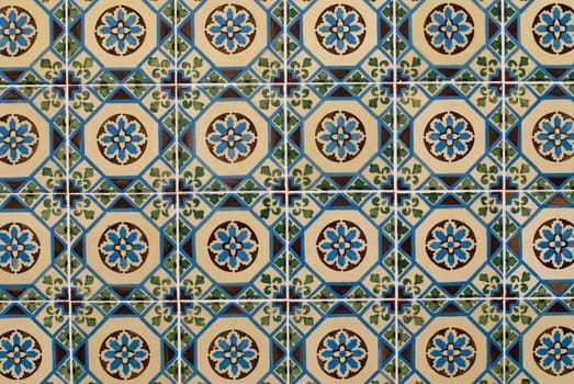 Detail of Portuguese glazed tiles.