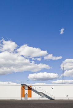 Warehouse on a sunny day with blue sky