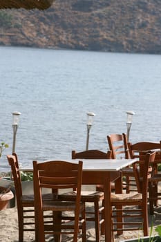 beach restaurant at patmos island greece