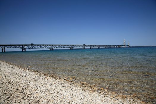 Suspension bridge connecting Upper and Lower peninsulas of Michigan