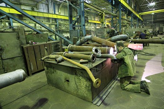 KHERSON REGION, UKRAINE - NOV 4:  Worker of JSC Kherson Shipyard, Kherson during open doors day on November 04, 2007 in Kherson region, Ukraine