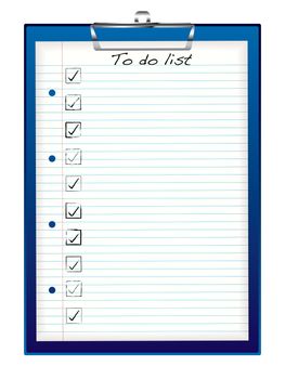 Blue business clip board with to do list and tick box
