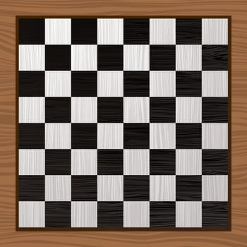 Black and white wooden chess board with grain background