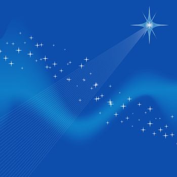 many tiny stars, waves and one big star, christmas or advent background