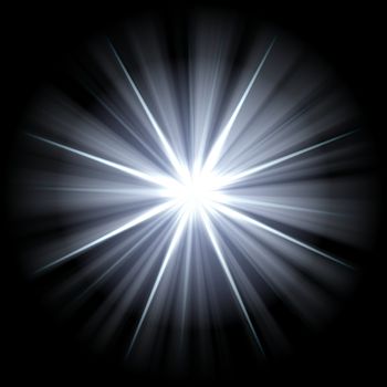 white star or supernova over black