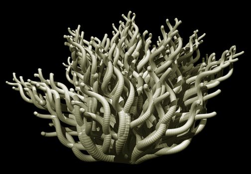 Abstract organic tentacles on black background - 3d illustration