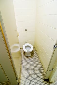 Toilet in a public washroom.