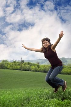 woman jumping for joy 