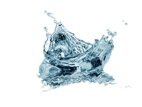 Splashing water abstract background isolated on white with clipping path