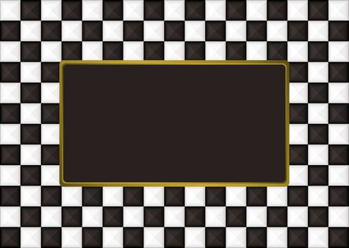Black and white checkered picture frame with gold trim