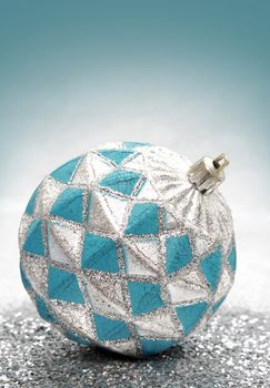 old blue and silver Christmas ornament
