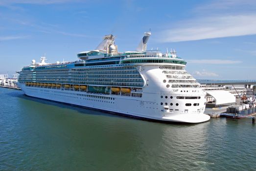 Caribbean bound cruiseship taking on passengers at the port of miami