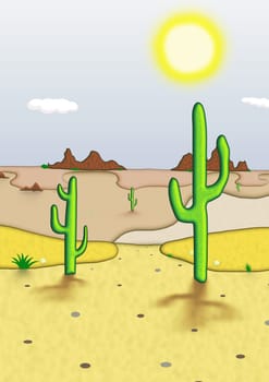 Illustration of a desert scene 