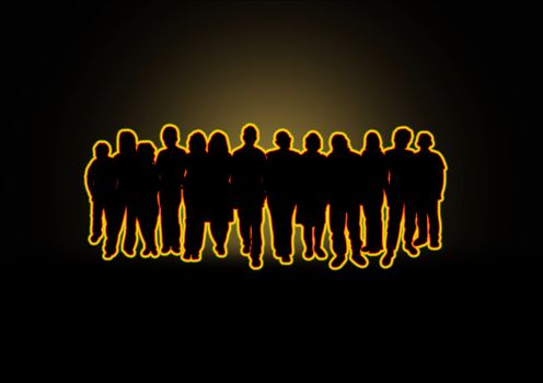 Illustration of a crowd of people with a glowing effect