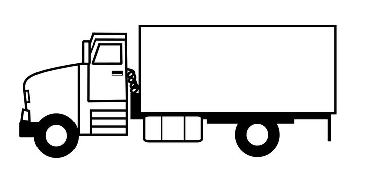 Black and white illustrated truck