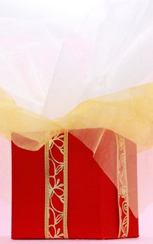 red christmas gift box, white background
