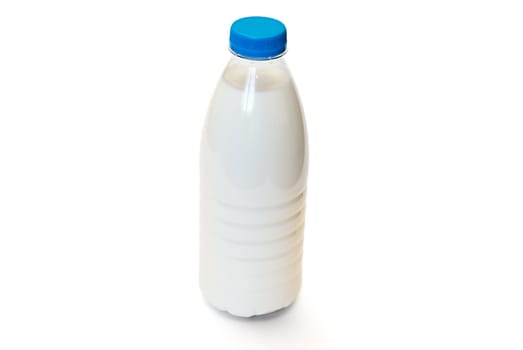 The full bottle of milk is on the white background