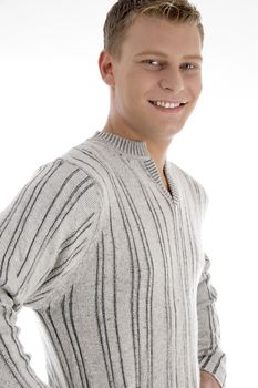 waist up pose of handsome male on an isolated white background