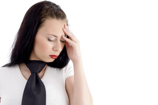 frustrated woman posing on an isolated background