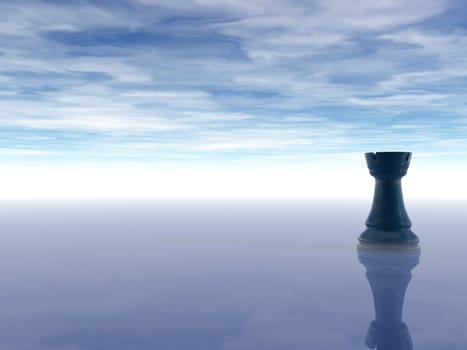 black chess rook on cloudy background - 3d illustration