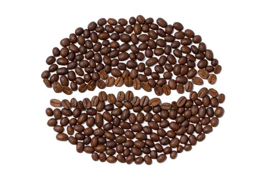 Coffee seed sign made of coffee seeds.