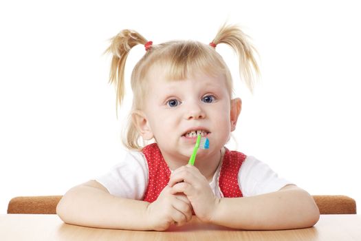 child with toothbrush in hands