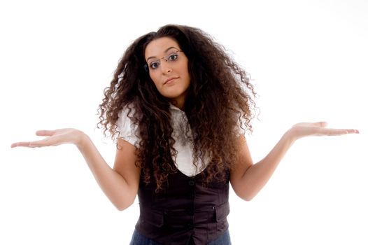 young caucasian posing with facial expressions against white background