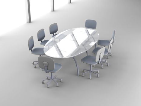 3D rendered Boardroom.