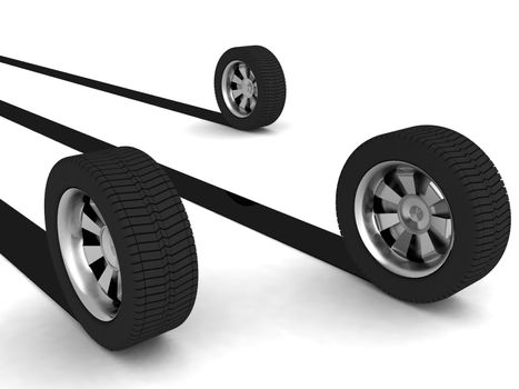 three dimensional rendered tyres